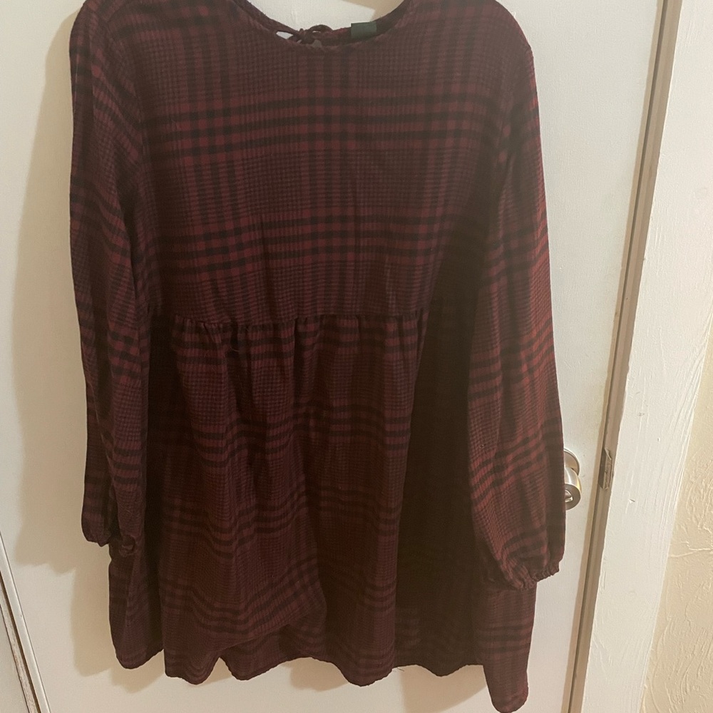 Wild Fable Babydoll Plaid Tie Back Dress